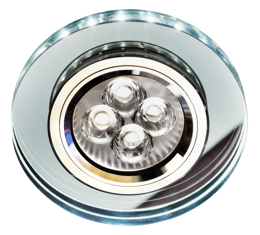 Oczko sufitowe okrągłe szklane chrom GU10 z paskiem LED 2226941 Candellux Promocja