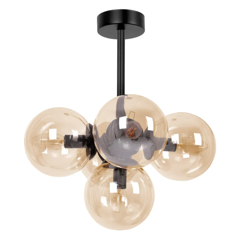 Wyprzedaż Lampa sufitowa PIRO K-5367 Czarny, bursztynowy 5 źr., E14, 10W LED - Kaja