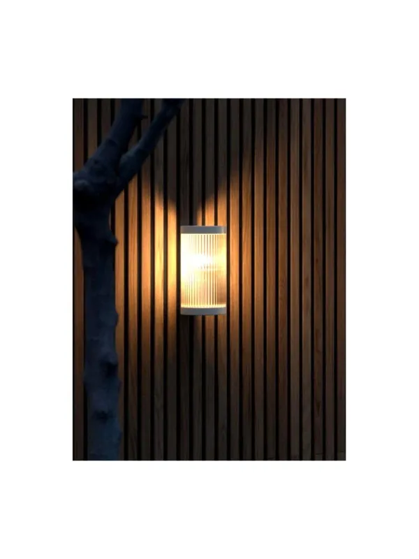Oferta Kinkiet zewnętrzny tuba ryflowana Coupar biały z transparentnym kloszem, wodoszczelny - IP54