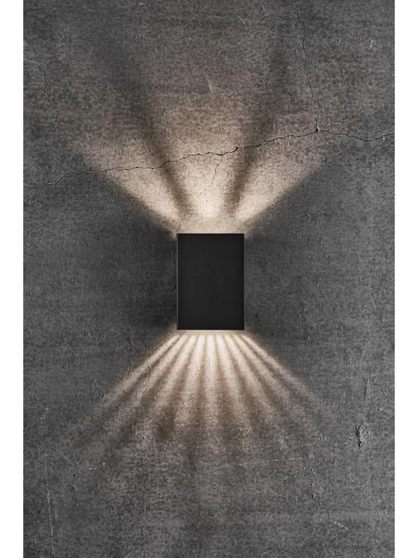 Czarna lampa ścienna elewacyjna LED góra-dół Fold 10, prostokątna, programy świecenia, 3000K IP54 Tylko dziś