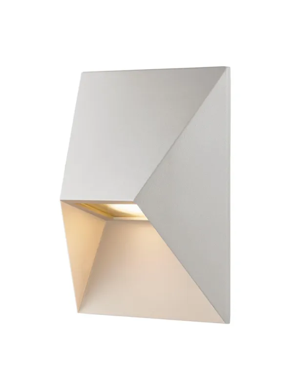 Cena promocyjna Nowoczesny geometryczny kinkiet elewacyjny Pontio 15, biały aluminiowy z IP54 - Nordlux