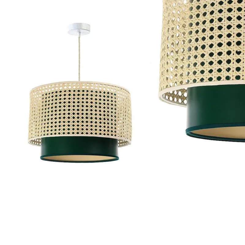 Tylko dziś Lampa rattan-satyna wisząca w stylu boho 40/50/60cm - do salonu sypialni (Rotang-009, 1xE27) ręcznie robiona