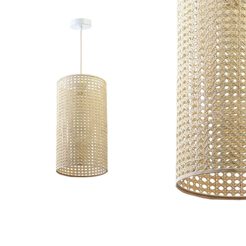 Lampa rattanowa wisząca w stylu boho 25cm - do salonu sypialni (Rotang-004, 1xE27) ręcznie robiona Ekspresowa dostawa