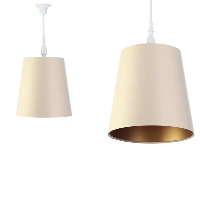 Łatwy zwrot Satynowy rustykalny abażur -kremowa lampa wisząca (biały metal) Magnolia, ręcznie robiona