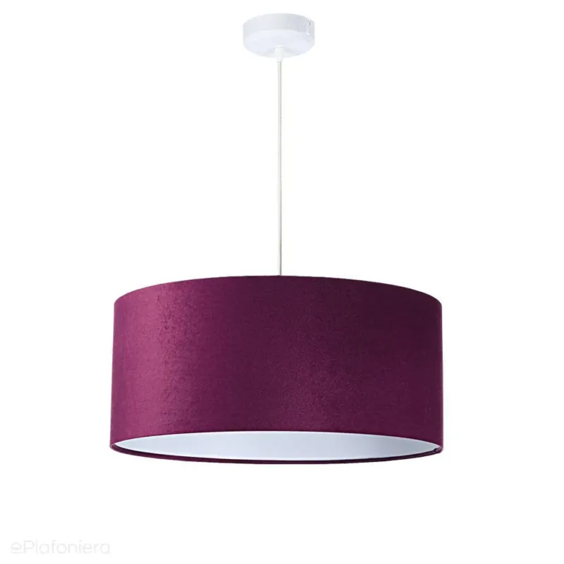 Ekspresowa dostawa Welurowy abażur Fuksja - fioletowa lampa wisząca do salonu, sypialni (kolekcja - Standard, 1xE27) ręcznie robiona