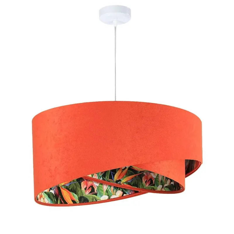 Abażur Ofelia - pomarańczowa lampa wisząca welurowa, do salonu, sypialni (asymetria 1xE27) ręcznie robiona Niska cena