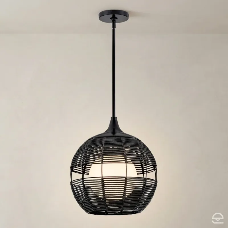 Bezpieczna płatność Maddox Small – lampa wisząca z czarną plecionką Ø36