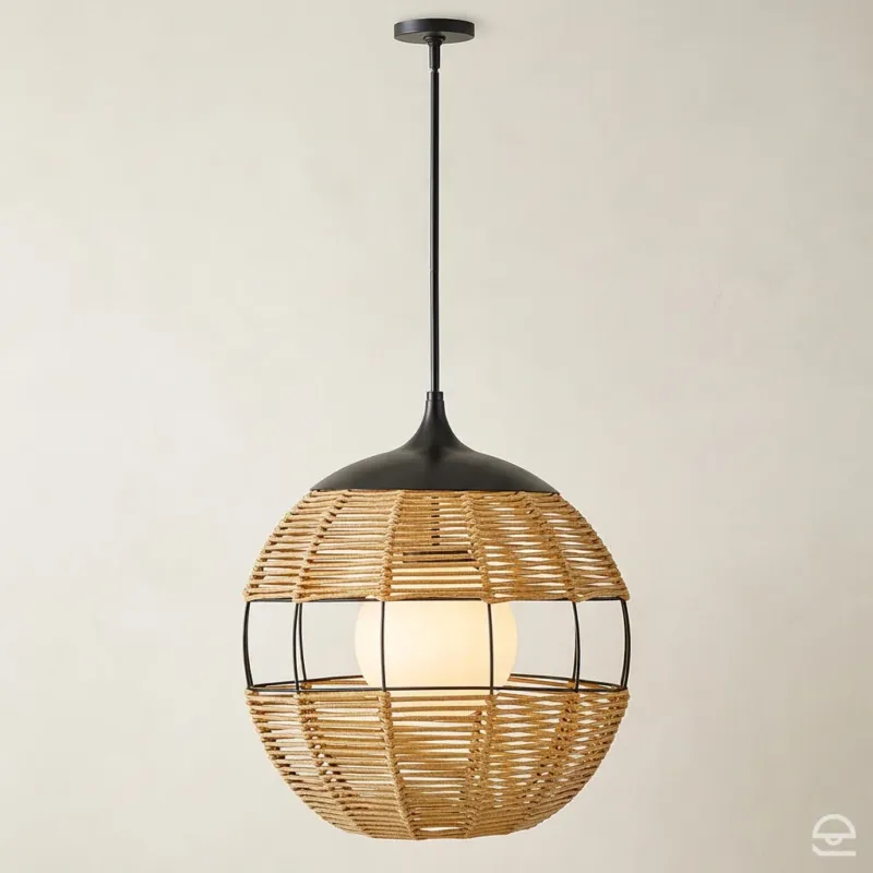 Ekspresowa dostawa Maddox Medium – lampa wisząca z plecionką, czarny i karmelowy beż Ø61