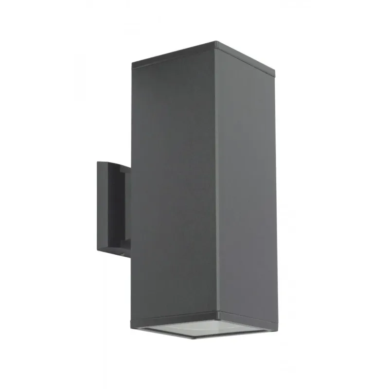 Cena promocyjna Kinkiet zewnętrzny grafit, czarny, szary (tuba kwadrat spot 30cm, 2x E27) lampa na zewnątrz, SU-MA (Adela) 8001