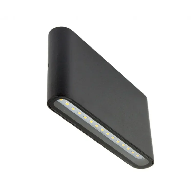 Tani Czarna ścienna lampa LED 12W - wąski kinkiet zewnętrzny ogrodowy, SU-MA (Slim)
