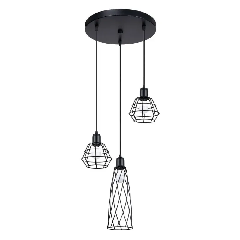 Czarna lampa wisząca SUBA 3P E27 SL.1166 Sollux lighting Oferta limitowana