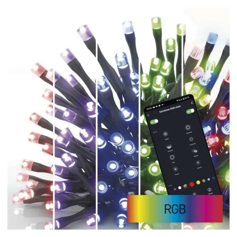 Sprawdź teraz Lampki choinkowe na WI-FI Światełka kolorowe na aplikację 12m RGB 64 programów IP44 D4ZR02 EMOS
