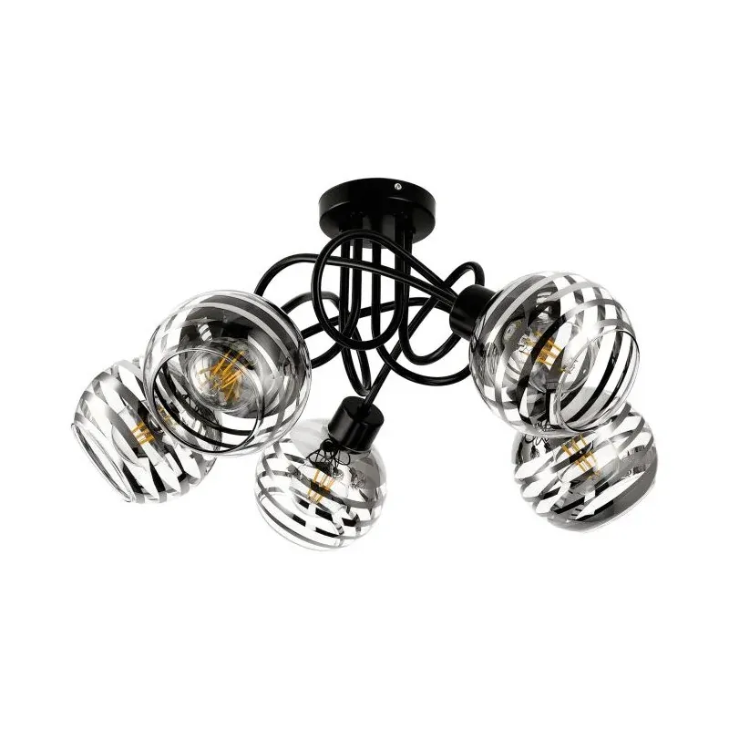 Lampa sufitowa czarna - szklana E27 5x60W MILANO AD-LD-6417BE27SW ORNO Darmowy zwrot