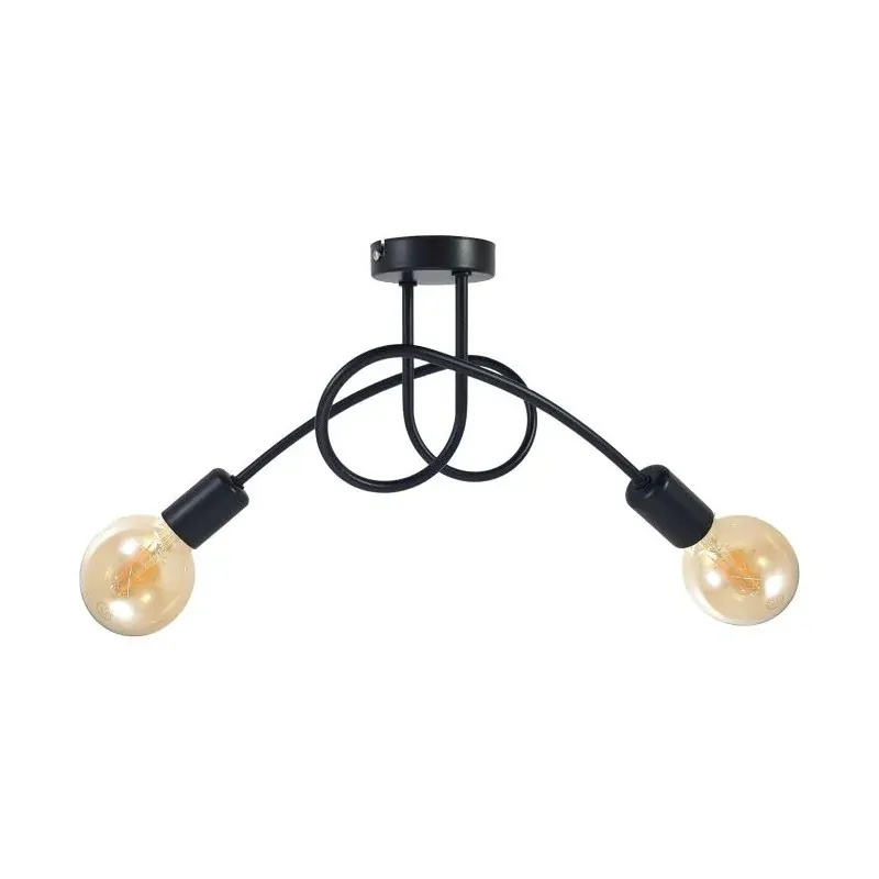 Bezpieczna płatność Czarna lampa sufitowa bez kloszy 2x60W E27 MALAGA AD-LD-6400BE27M ORNO