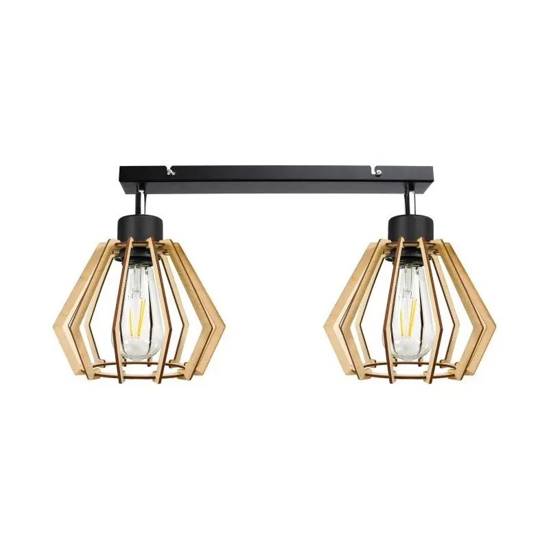 Zamów teraz Lampa ścienno - sufitowa drewniana boho E27 2x60W SOLIN AD-LD-6383BE27D ORNO