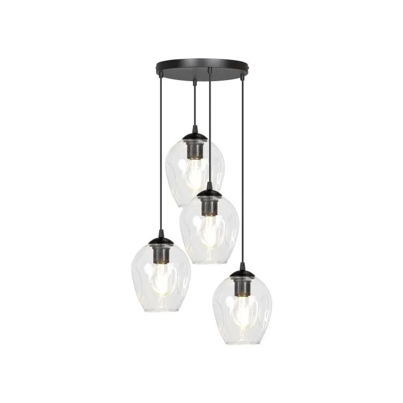 Ekspresowa dostawa Poczwórna lampa wisząca czarna-transparentna 4xE27 60W IRIS AD-LD-6328B-TRE27SP ORNO