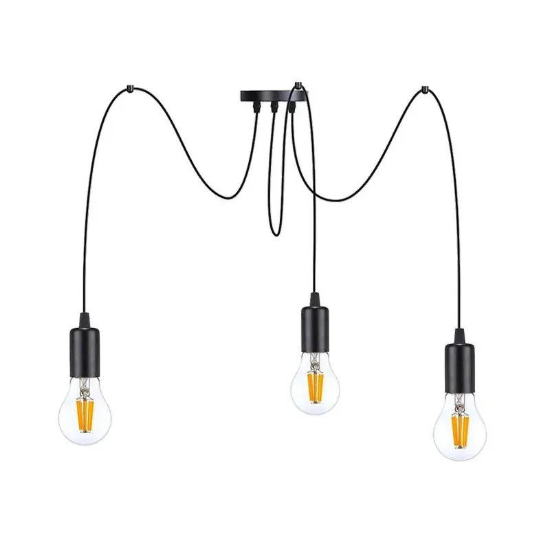 Wisząca lampa sufitowa czarna loft E27 3x60W LINO AD-LD-6359BE27 ORNO Nowość