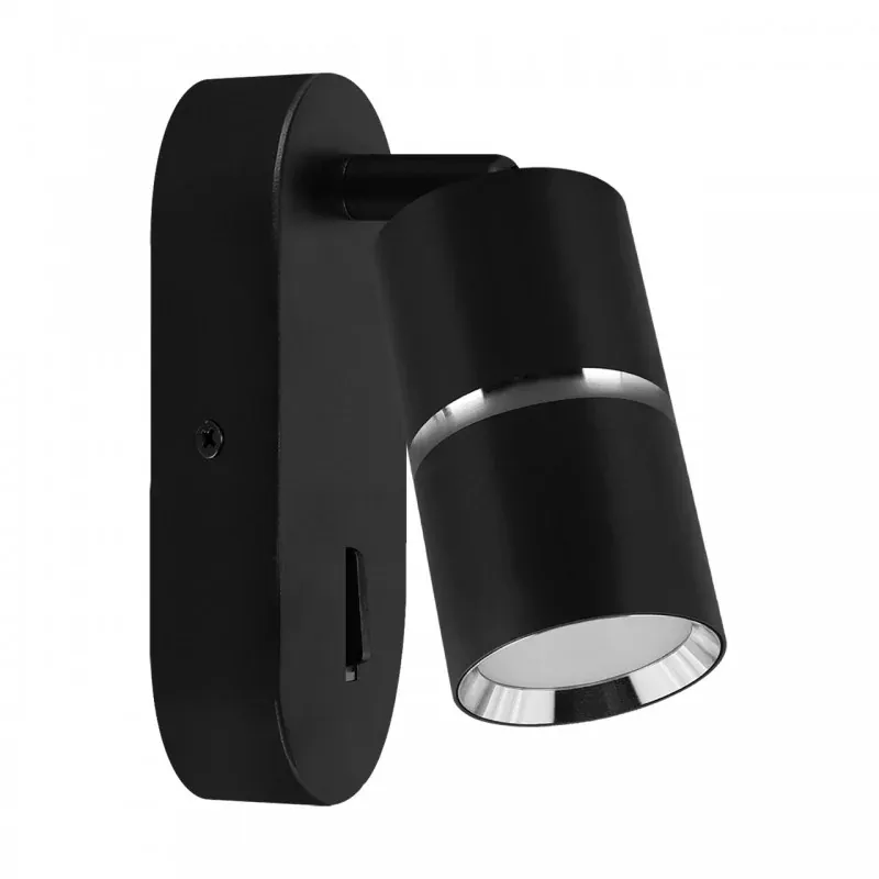 Czarny kinkiet dekoracyjny z chromowym paskiem GU10 max.35W DIOR WLL 04270 IDEUS Promocja