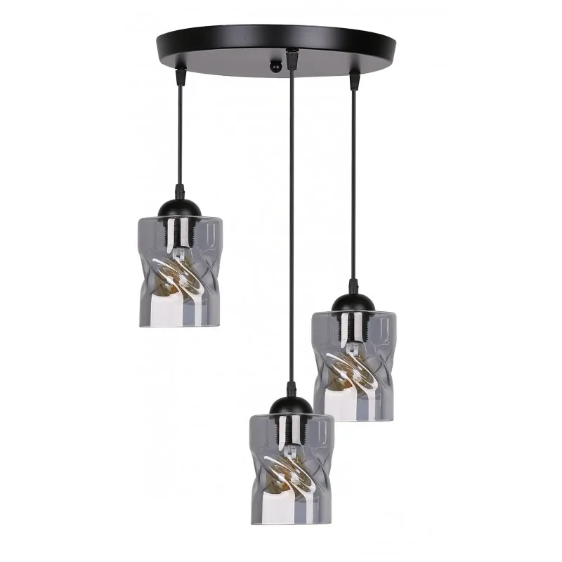Bestseller FELIS LAMPA WISZĄCA TALERZ CZARNY 3X60W E27 KLOSZ DYMIONY