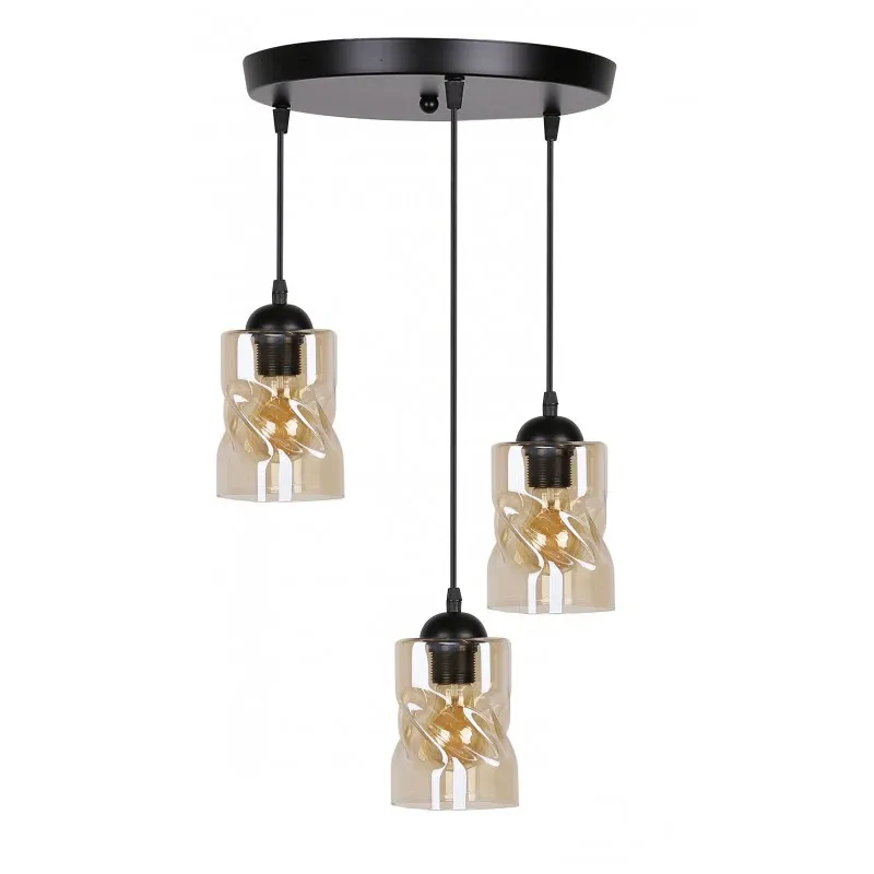 FELIS LAMPA WISZĄCA TALERZ CZARNY 3X60W E27 KLOSZ BURSZTYNOWY Zamów teraz