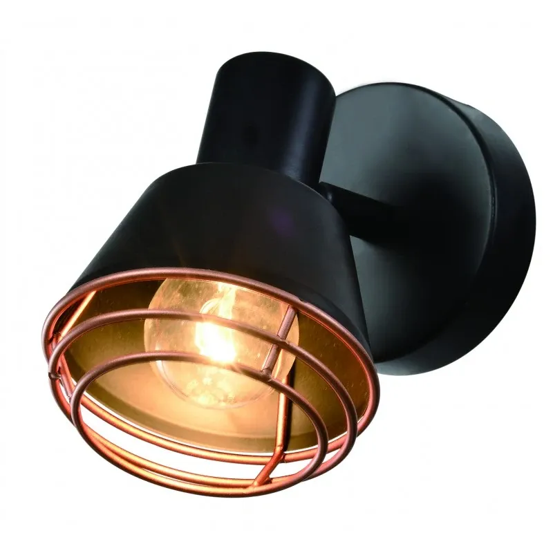 NERIA LAMPA KINKIET CZARNY 1X40W E14 KLOSZ ZŁOTY Zamów dziś