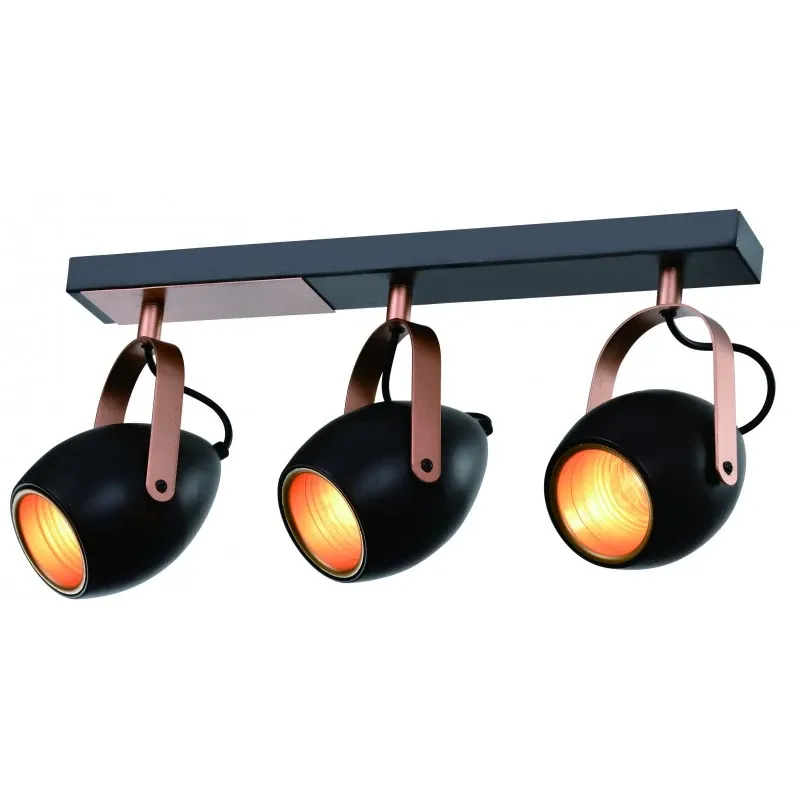 ANICA LAMPA SUFITOWA LISTWA CZARNY 3X40W E14 ODBŁYŚNIK ZŁOTY Okazja