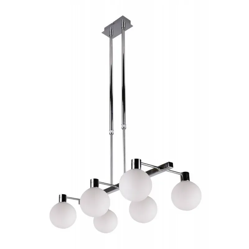 Chromowa lampa wisząca 6 szklanych G9 Maldus 36-01481 kuli Candellux Wyjątkowa oferta