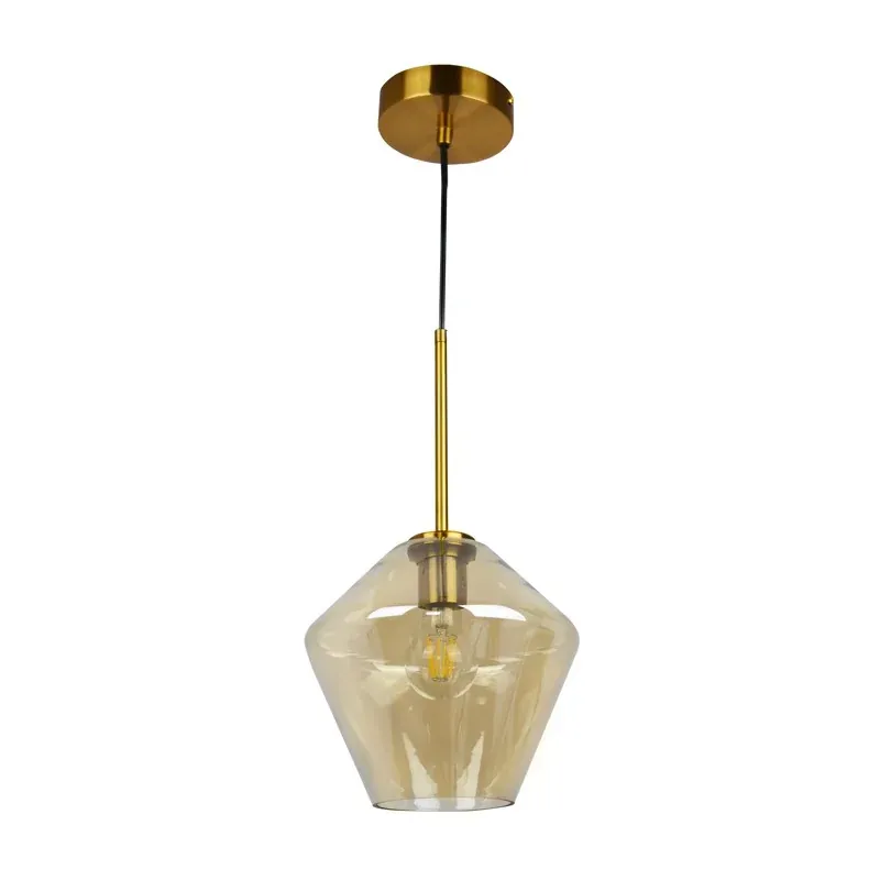 Lampa sufitowa wisząca złota z bursztynowym kloszem GREA-S 316240 POLUX Darmowy zwrot