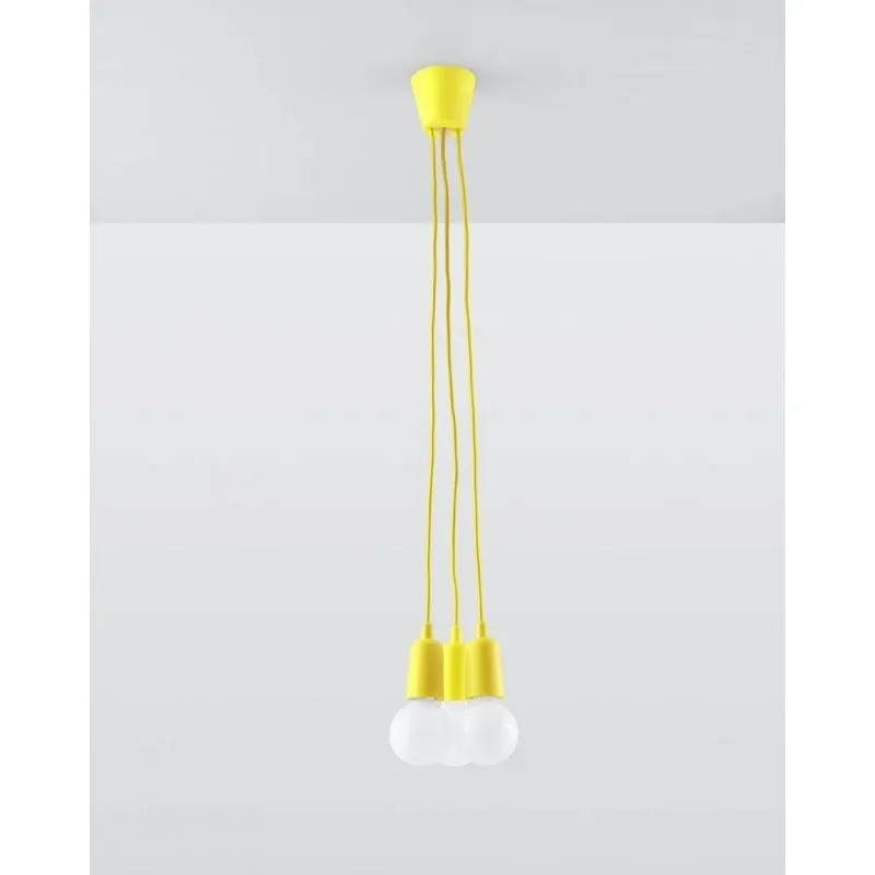 SL.0579 Lampa wisząca DIEGO 3 żółta oprawa potrójna zwis 3XE27 SOLLUX Wyprzedaż