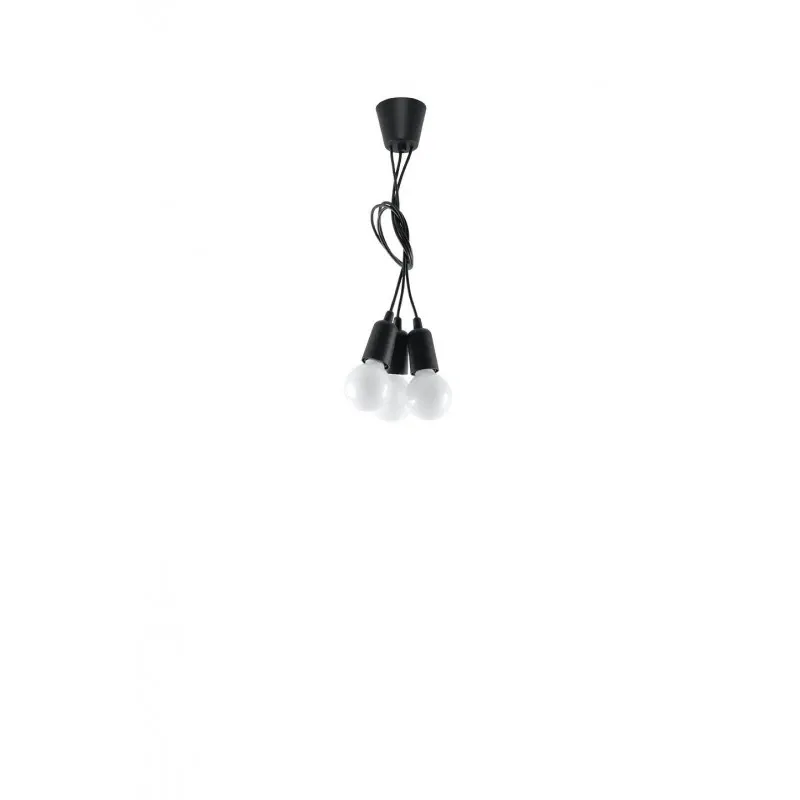Bezpieczne zakupy Lampa wisząca DIEGO 3 czarna zwis potrójny E27 SL.0573 SOLLUX