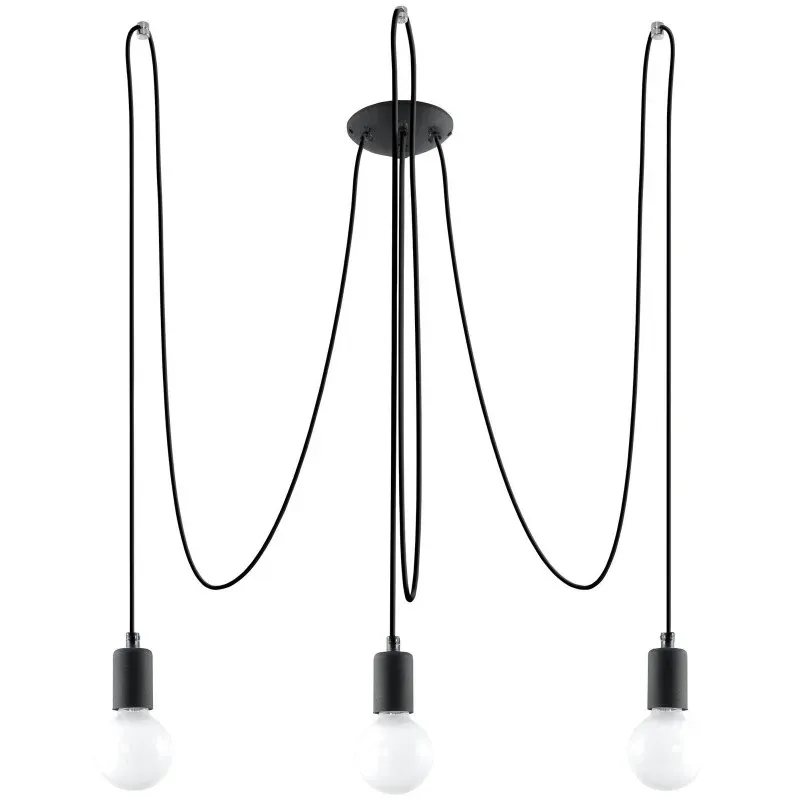 SL.0370 Żyrandol EDISON 3XE27 czarny pajączek Sollux Tylko dziś