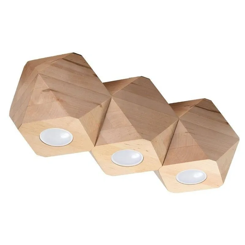 Plafon z naturalnego drewna 3xGu10 Woody SL.1010 Sollux lighting Ograniczona ilość