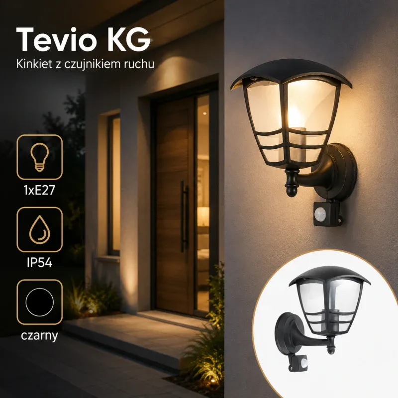 Kinkiet Ogrodowy Tevio Kg 1Xe27 Lx Ip54 Czarny Led2B Wysoka jakość