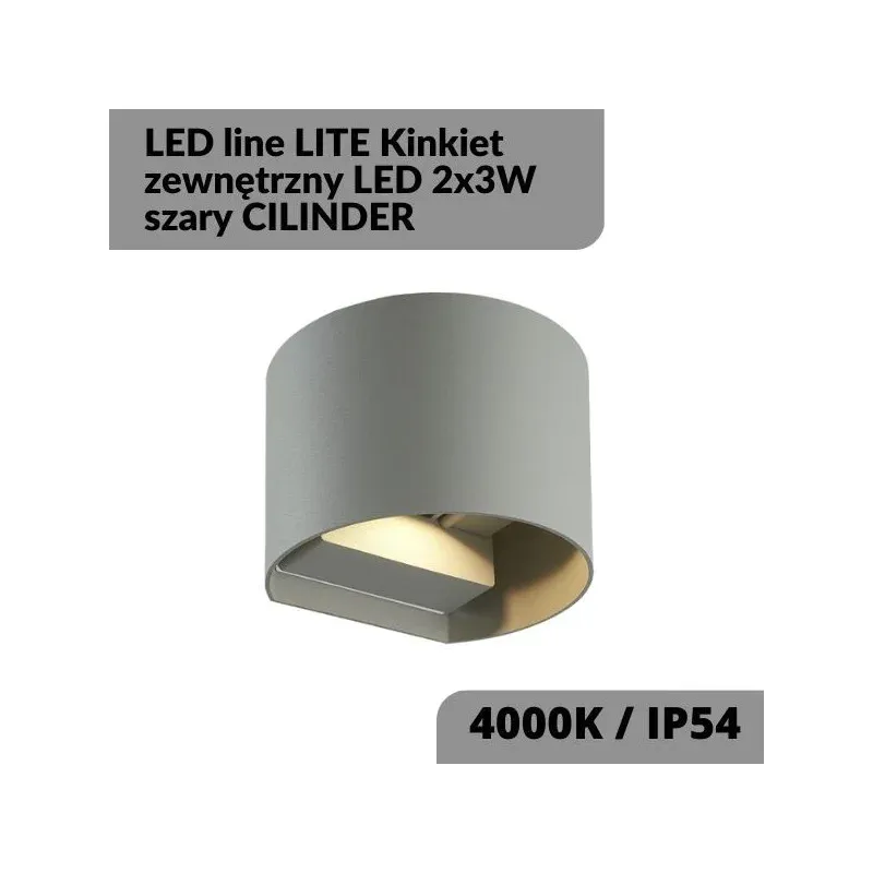 Hit sprzedaży Kinkiety Zewnętrzne na dom 2x3W 4000K IP54 szary CILINDER LED LINE -1szt