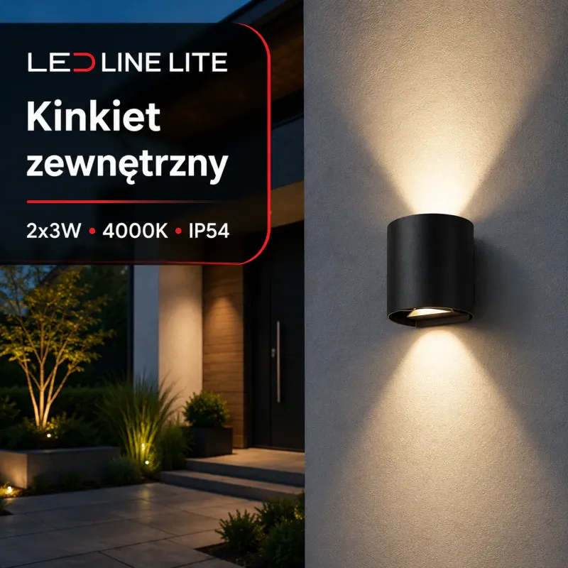 KINKIET ZEWNĘTRZNY CZARNY LED 2x3W 4000K IP54 CILINDER LED LINE Szybka dostawa