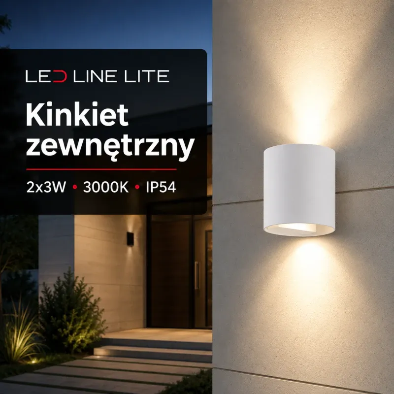 BIAŁE LAMPY ZEWNĘTRZNE NA DOM 2X3W 3000K Ip54 Cilinder LED LINE Wyprzedaż
