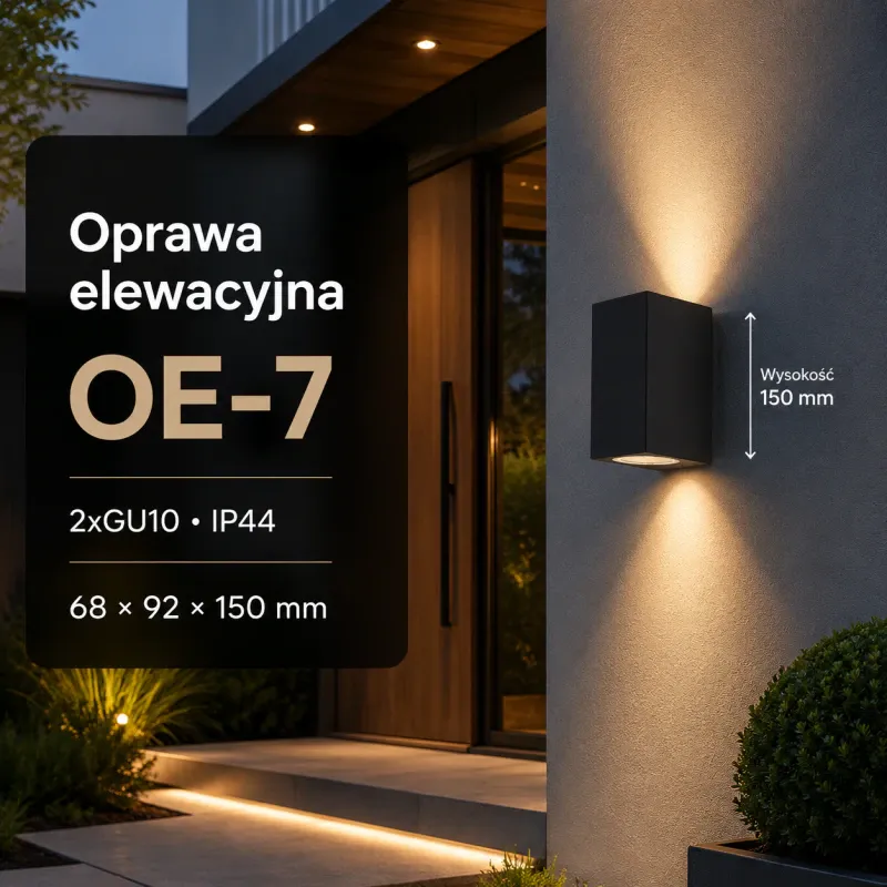 Oprawa Elewacyjna Oe-7 2Xgu10 Ip44 Czarna Wybór klientów