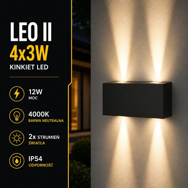 Kup teraz Lampa na dom Kinkiet Leo Ii 4X3W Czarny 4000K