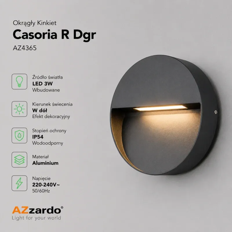 Oferta czasowa Kinkiet ścienny Okrągły czarny Casoria R Dgr Az4365