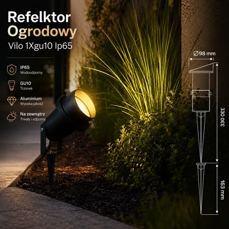 Refelktor Ogrodowy Vilo 1Xgu10 Ip65 EKO8357 Hit cenowy