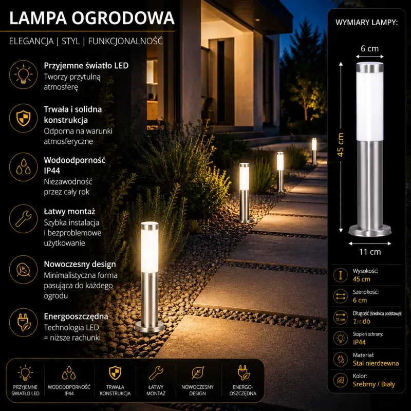 Oferta Niska Zewnętrzna Lampa Stojąca K-Lp231-450 Z Serii Anica K-Lp231-450