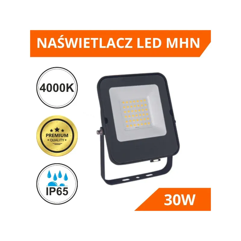 Naświetlacz Led Mhn 30W Premium Barwa Neutralna Biała Wysoka jakość