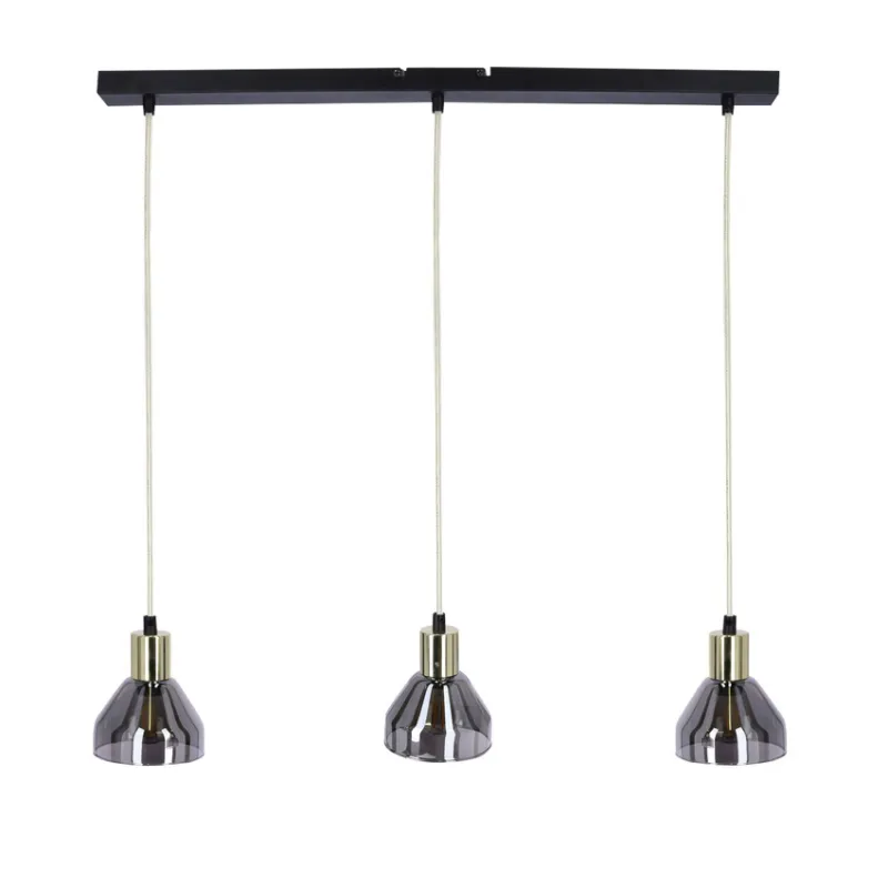 Hit sprzedaży Lampa wisząca Gregory szklana potrójna czarno‑złota nad stół 3xE14