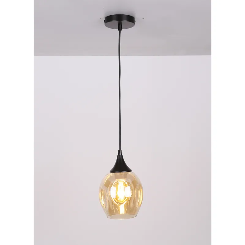 Zamów teraz Lampa wisząca Aspa szklana kula czarno-brązowa pojedyncza do salonu E27