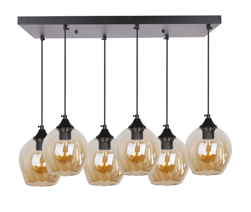 Zamów dziś Lampa wisząca Aspa szklana kula czarno brązowa 6 płomienna do salonu E27