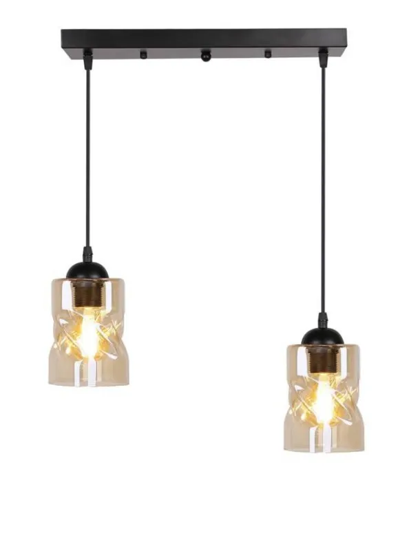 Zamów teraz Lampa wisząca Felis podwójna szklana bursztynowa nad stół listwa E27