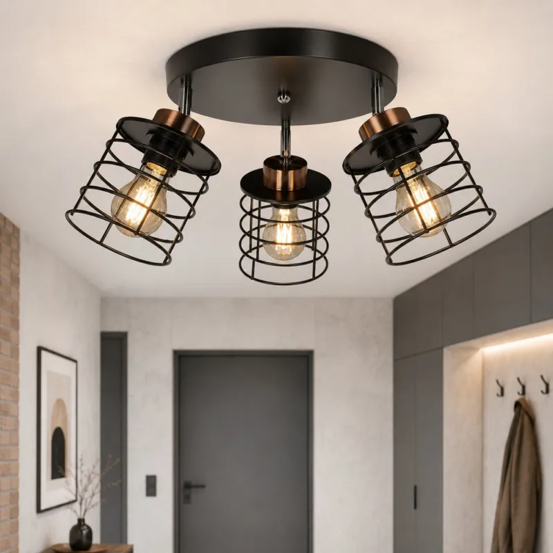 Bezpieczna płatność Lampa sufitowa Glob okrągła 3-punktowa do salonu metalowa