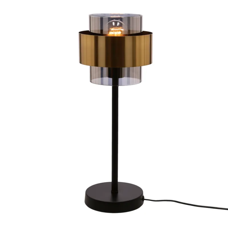 Lampka nocna Spiega szklana metalowa czarny mosiądz E27 Hit sprzedaży