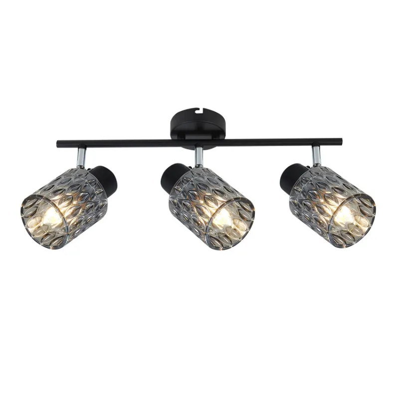 Bestseller Bill Lampa Sufitowa Listwa Czarny 3X40W E27 Klosz Dymiony