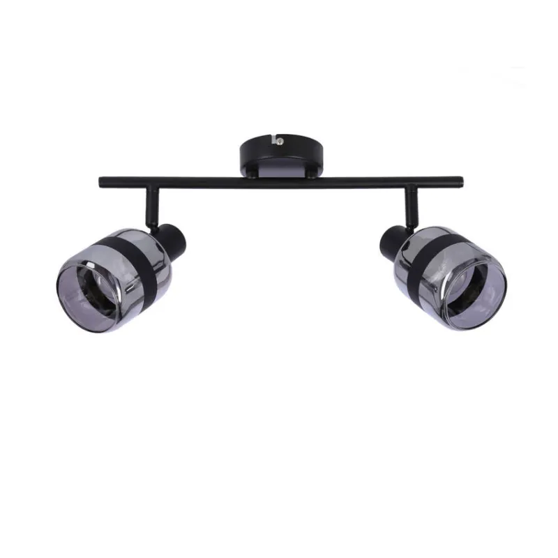 Lampa Listwa Czarny Matowy 2X15W E14 Klosz Dymiony Yuki Ostatnie sztuki